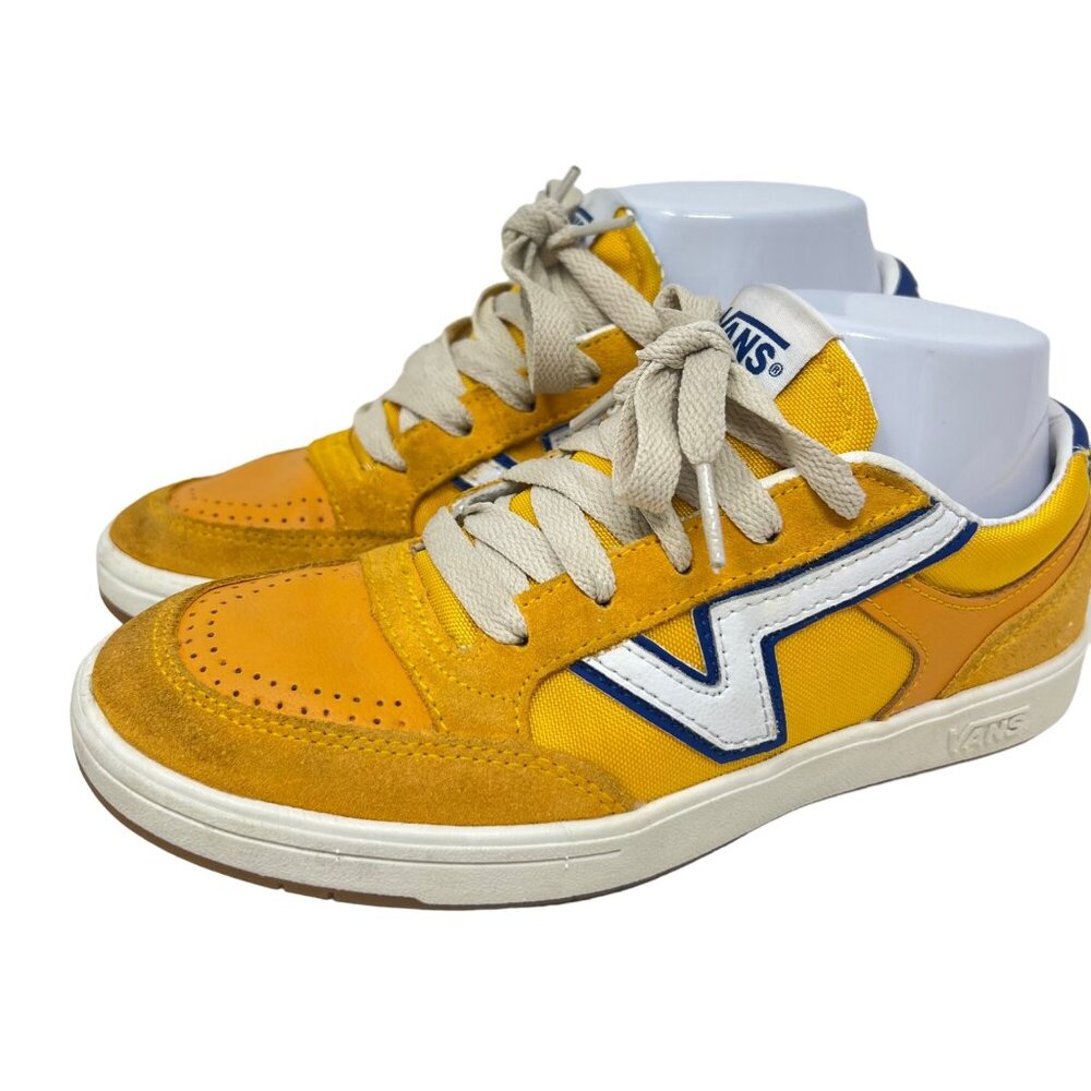 Vans Lowland CC Serio Collection Suede Skater Lace Up Shoe Yellow White Mens 5.5